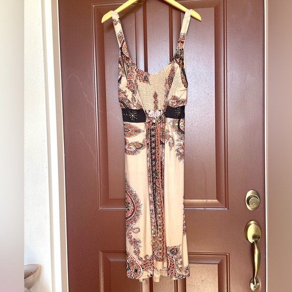 Pretty Pink Beige MIDI Tank Dress W/ Waist Accent Size 2X - Picture 3 of 4